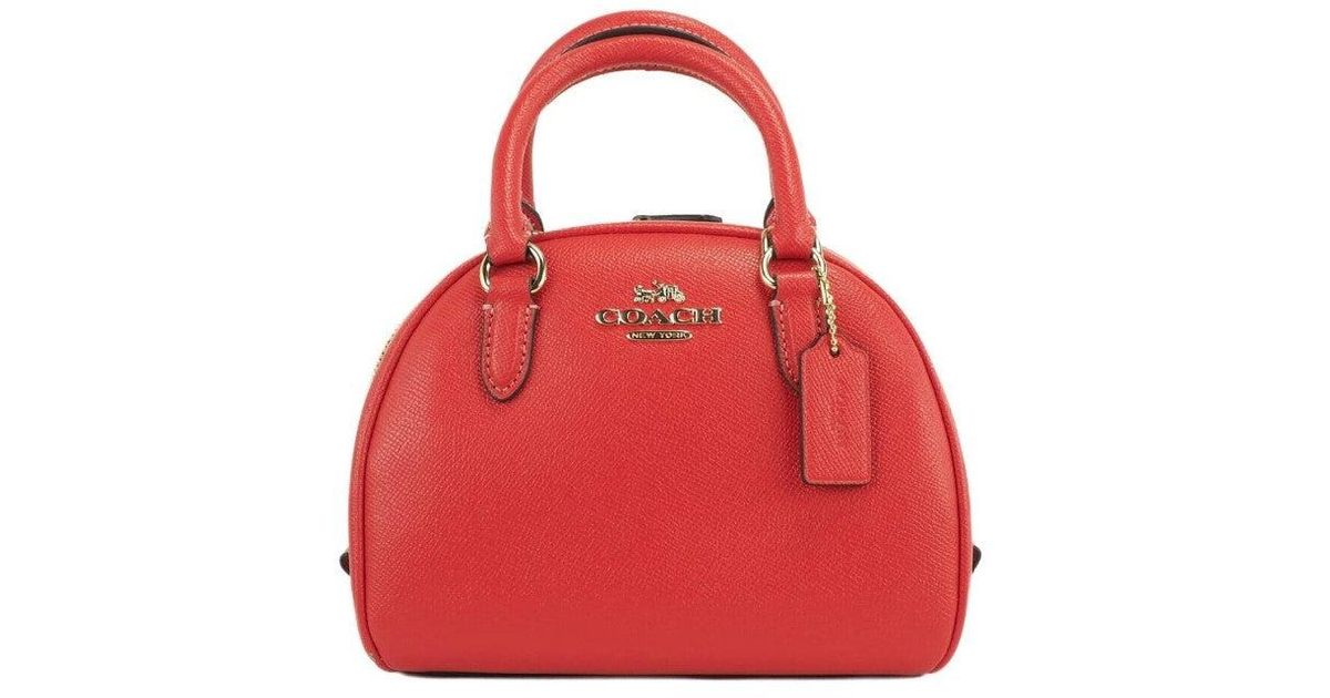 COACH Sydney Small Miami Red Crossgrain Leather Satchel Crossbody Bag