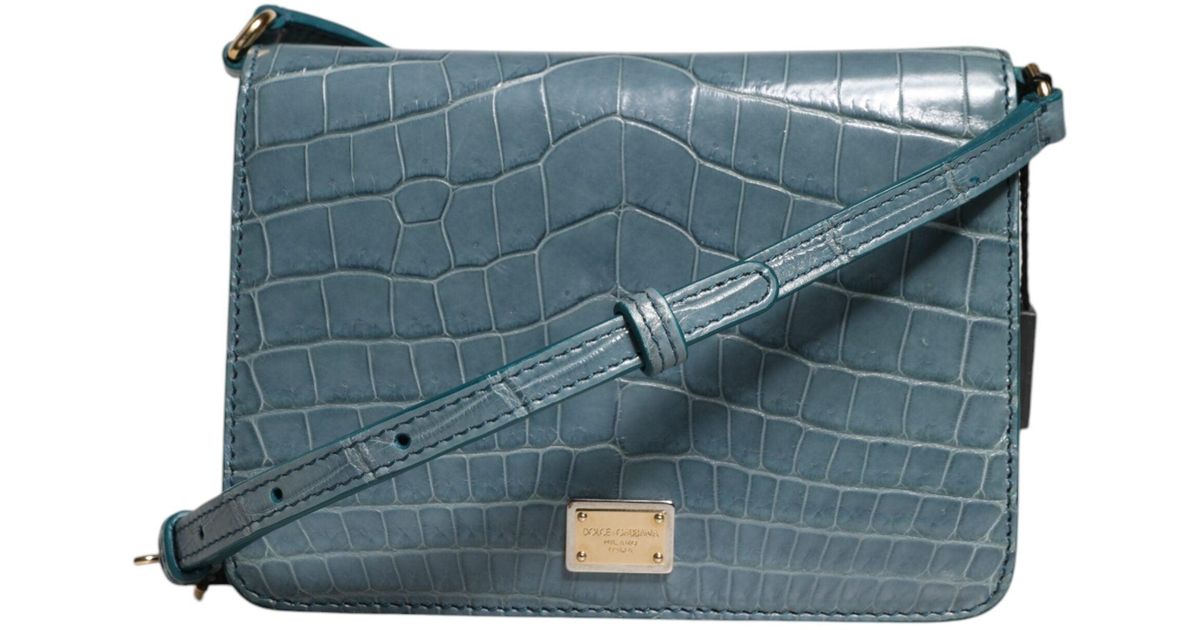 Dolce & Gabbana Blue Leather Cross Body Neck Strap Card Slot Phone Pocket