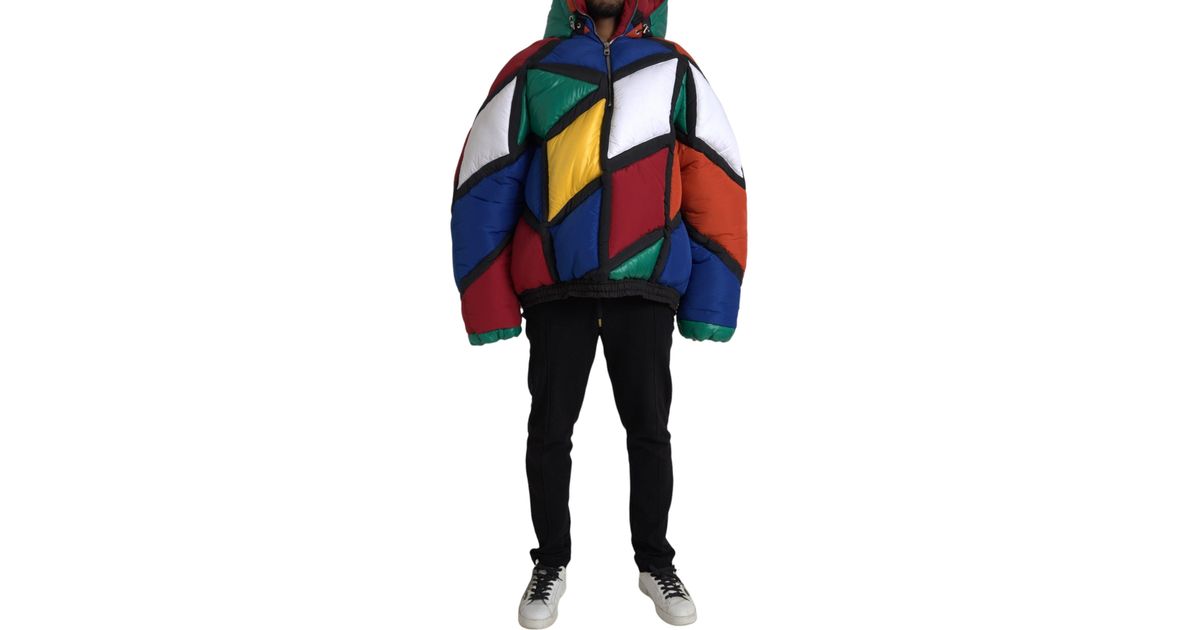 Dolce & Gabbana Multicolor Floral Hooded Puffer Coat Jacket main image 1