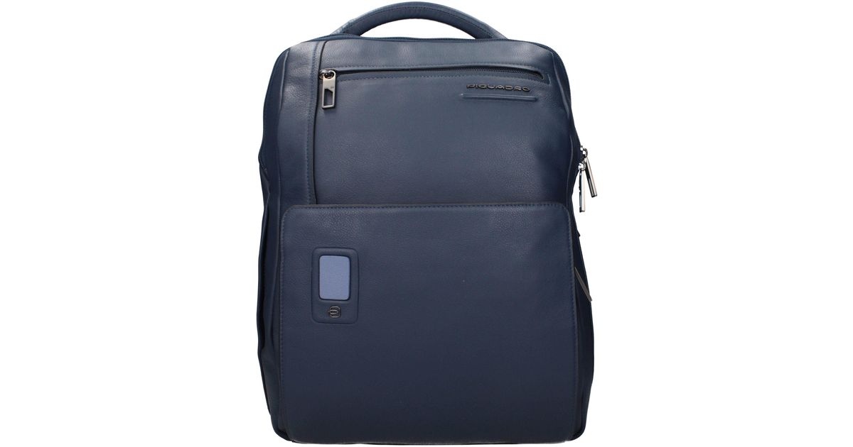Piquadro Blue Leather Backpack