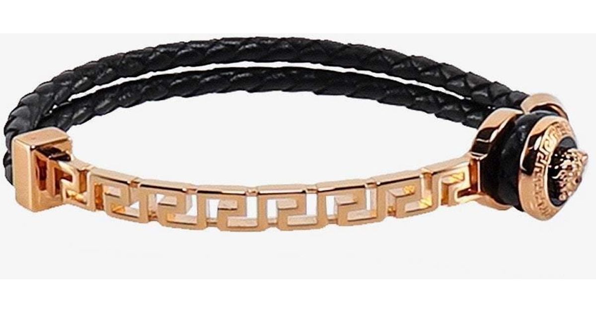 Versace Leather Bracelets in Black for Men Lyst