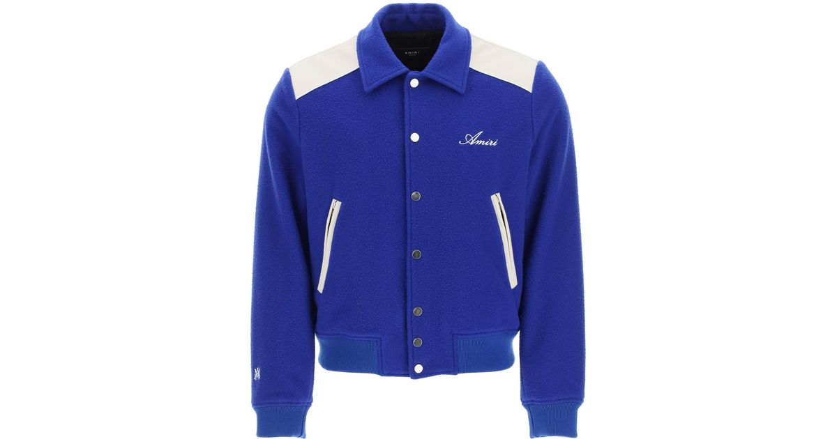 Amiri Wool Varsity Jacket With Embroidered Logo in Blue for Men | Lyst UK