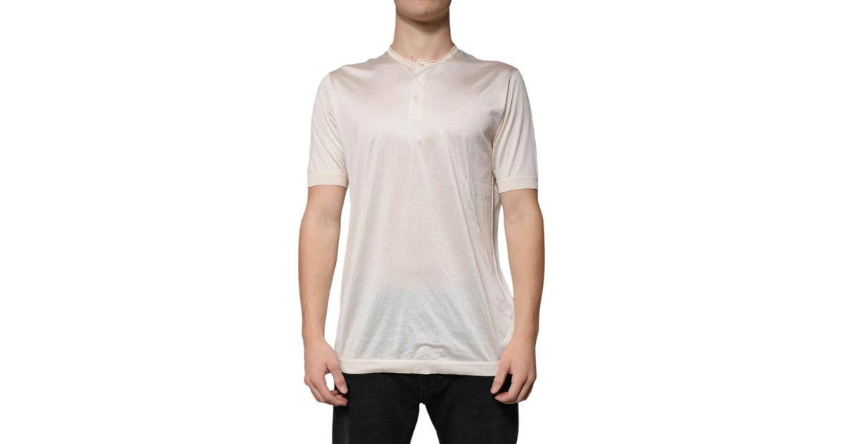 Sweatshirt Dolce & Gabbana Homme Blanc - Taille M (48), Neuf Avec étiquettes, Modèle Henley