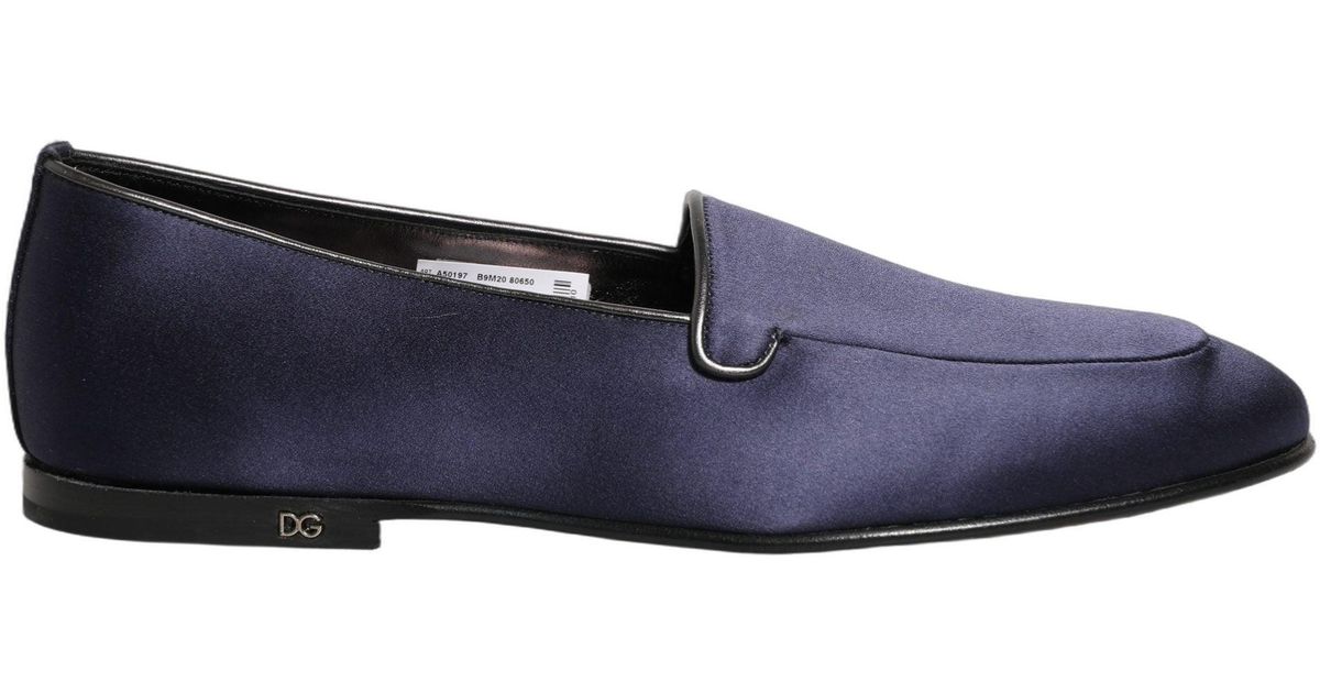 Dolce & Gabbana Blue Satin Logo Slip On Flats Loafers Men\'s Shoes Dolce&Gabbana Loafer Blue Casual Shoes for Men for sale | eBay main image 4