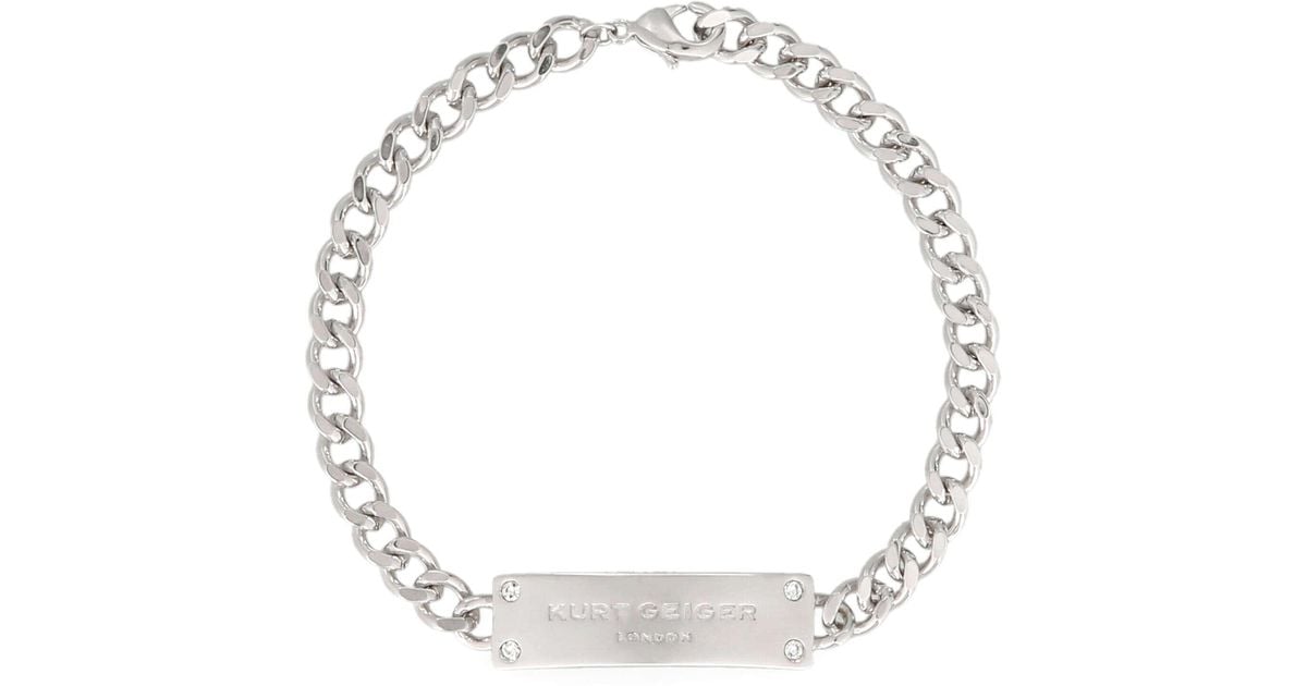 Kurt Geiger Silver Curb Chain Bracelet in Metallic | Lyst UK