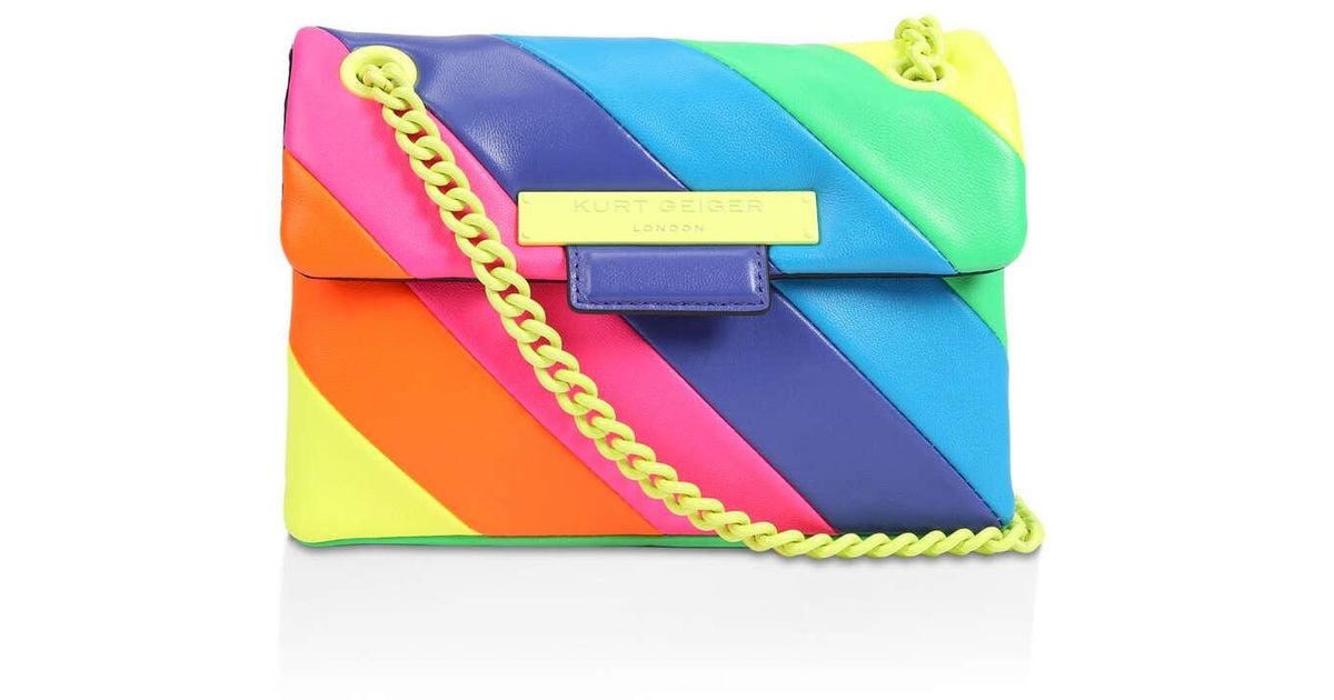Kurt Geiger Rainbow Neon Stripe Cross Body Bag in Blue Lyst UK