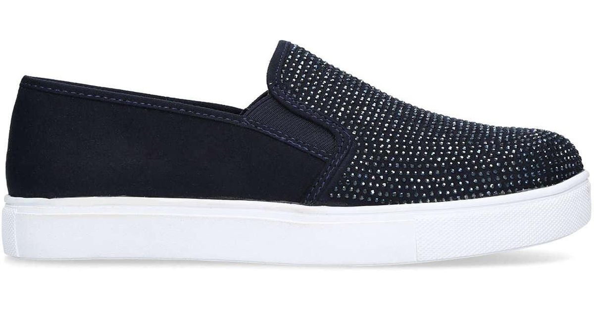 Carvela Kurt Geiger Synthetic Navy Studded Slip On Trainers in Blue - Lyst