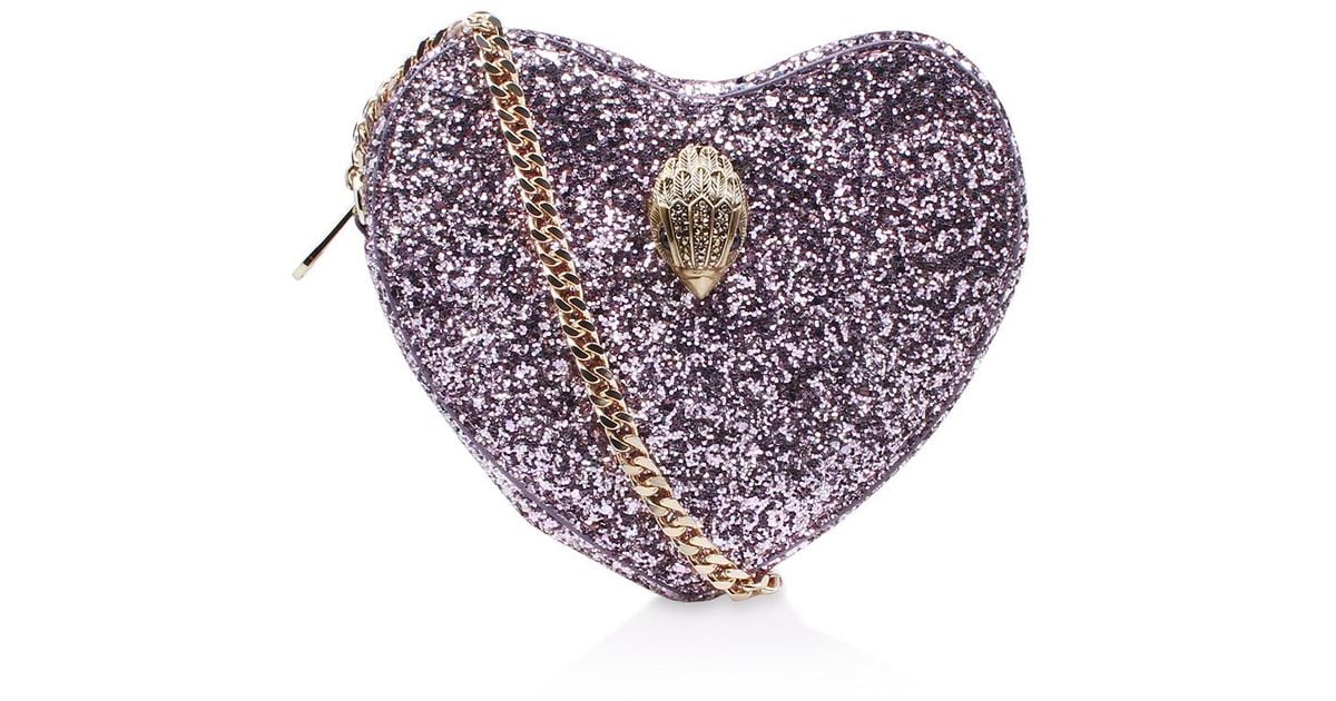 Kurt Geiger ' Glitter Heart Crossbody Pink Glitter Evening Bag' Lyst