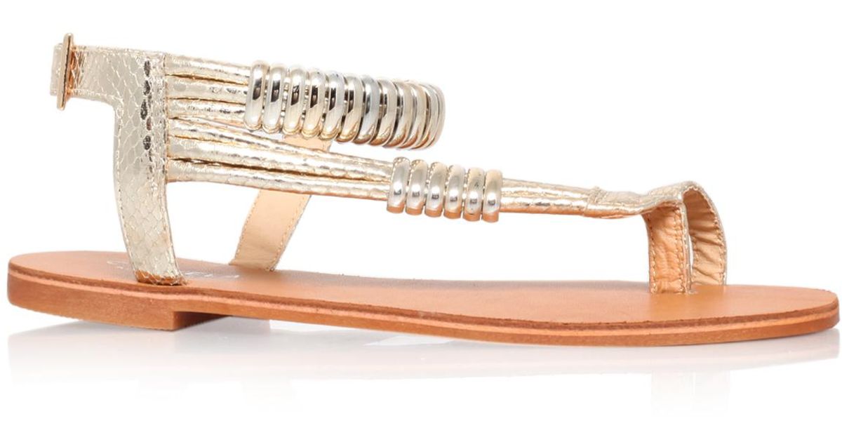 carvela gold flat sandals