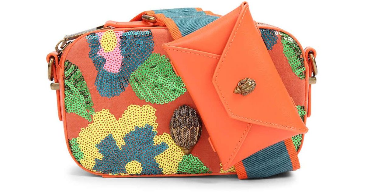 Kurt Geiger Orange Sequin Leather Cross Body Camera Bag Lyst UK