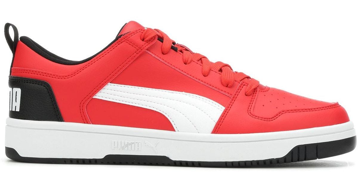 PUMA Rubber Rebound Layup Low Sl Athletic Shoe in Red,White,Black (Red ...