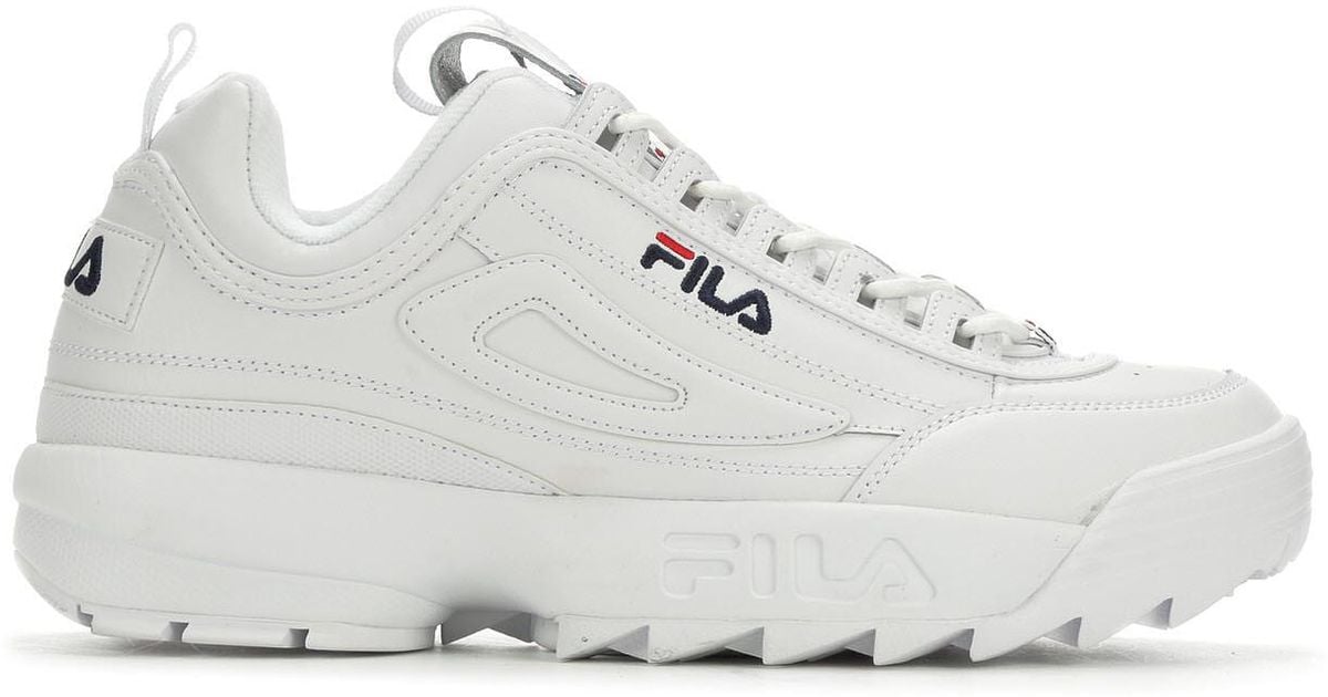 Fila Rubber Disruptor Ii Premium Athletic Shoe in White,Blue,Red (White ...