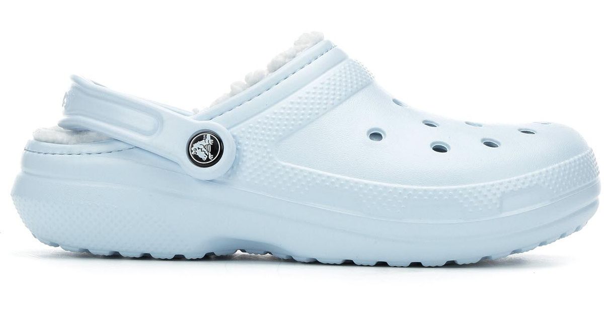 mineral blue lined crocs