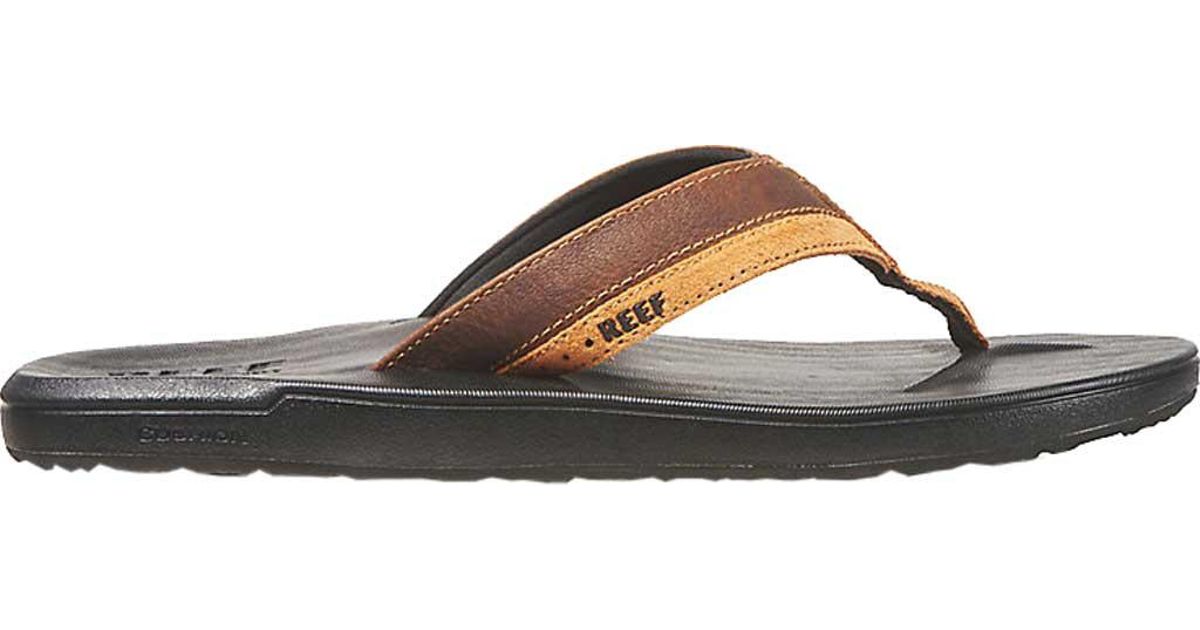 reef men's leather contoured cushion sandal
