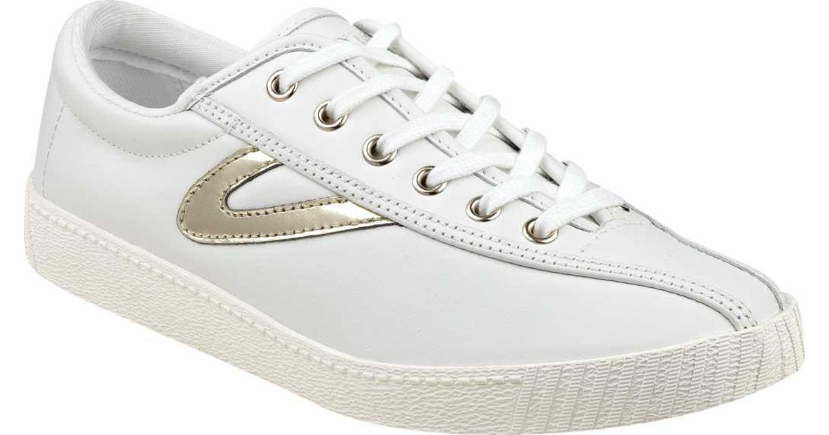 Tretorn Suede Nylite2plus Sneaker in Vintage White/Gold Leather (White ...