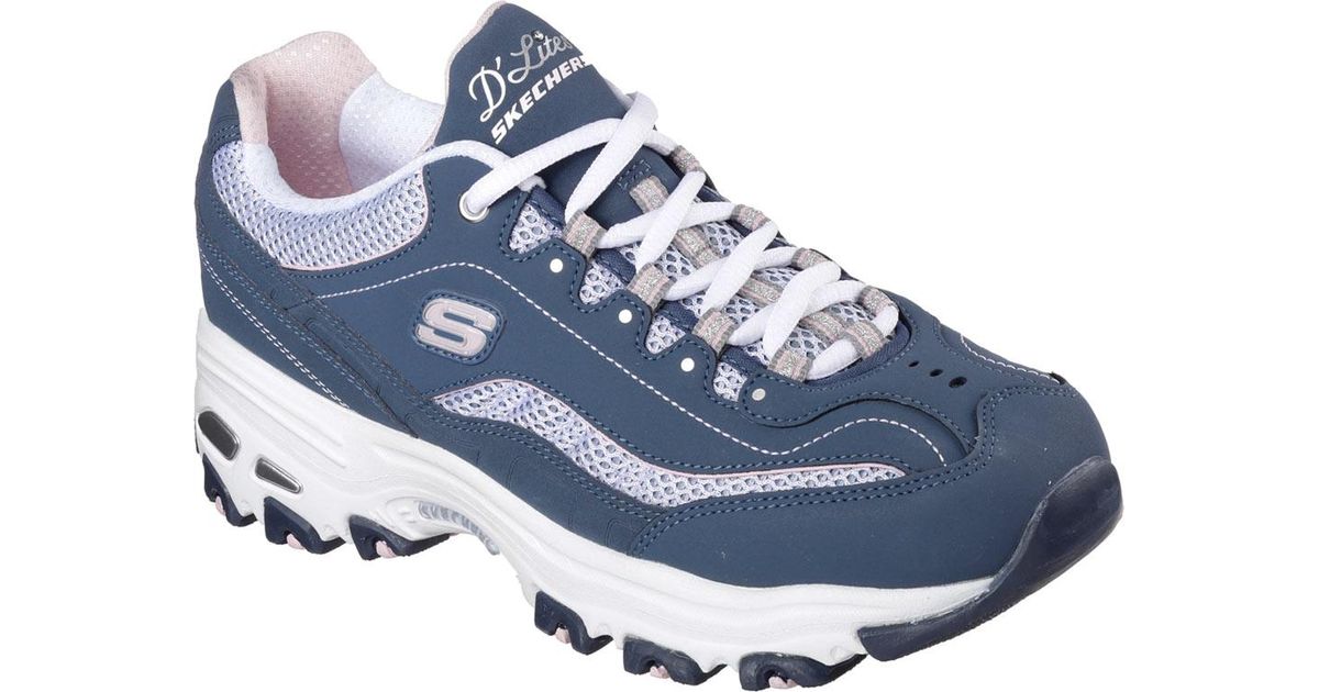 Skechers Leather D-lites - Life Saver Wide Walking Sneakers From Finish ...