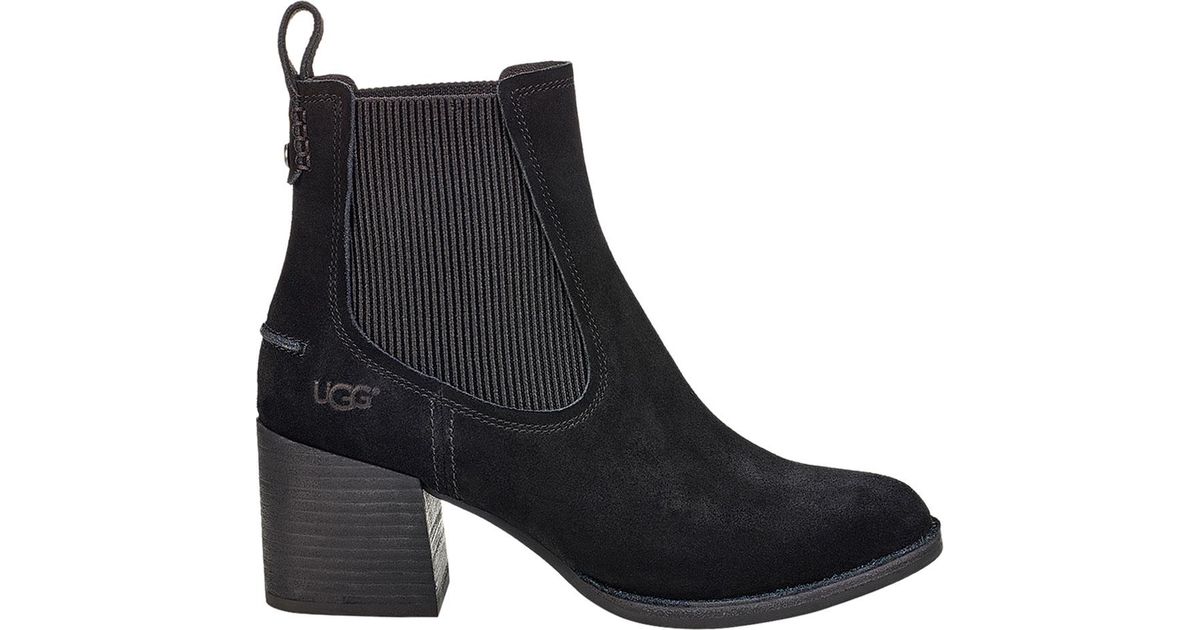 UGG Leather Faye Chelsea Boot in Black 