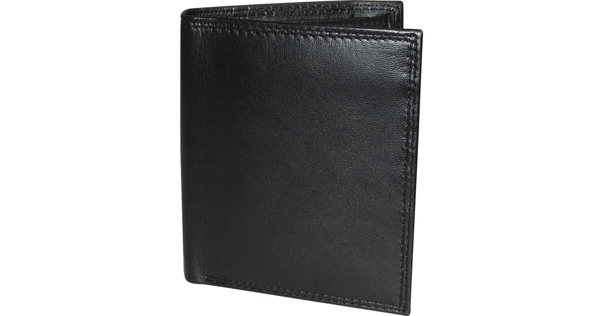 buxton leather emblem credit card folio wallet in black for men lyst buxton leather emblem credit