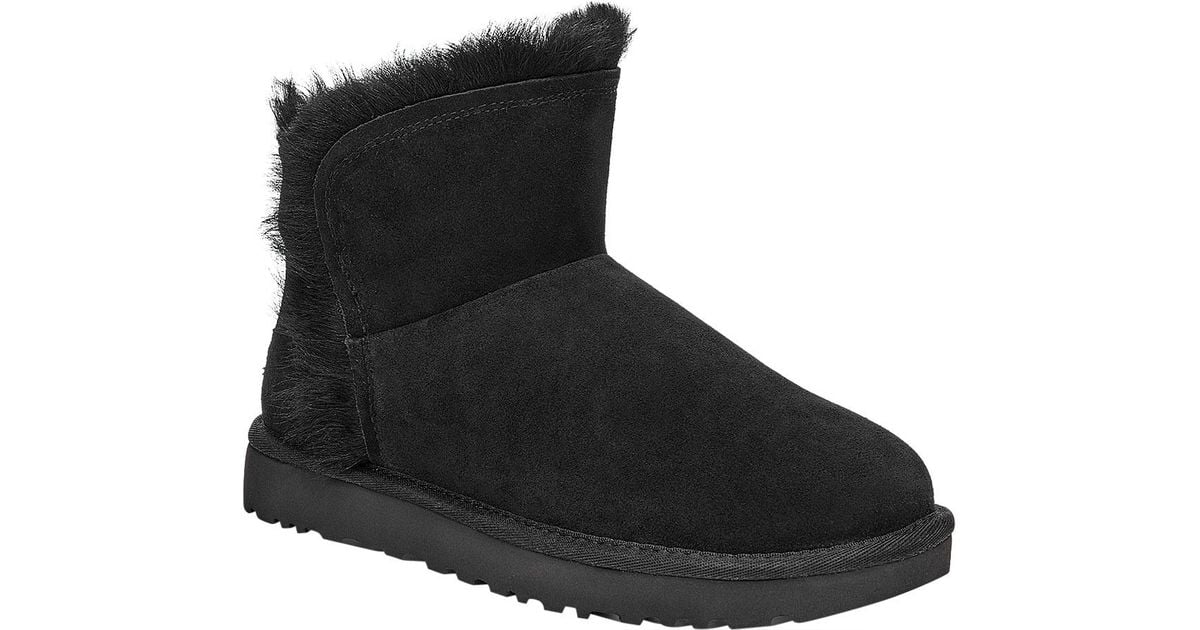 UGG Wool Classic Mini Fluff High-low Ankle Boot in Black Soft Suede (Black) - Lyst