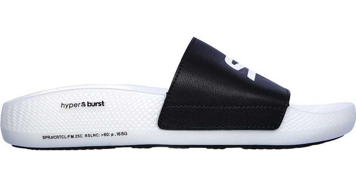 Skechers Leather Hyper Slide in Black/White (Black) - Lyst