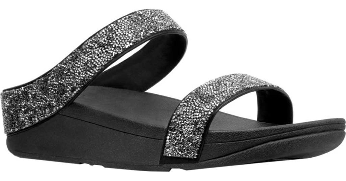 Fitflop Denim Fino Slide Sandal in Black - Lyst
