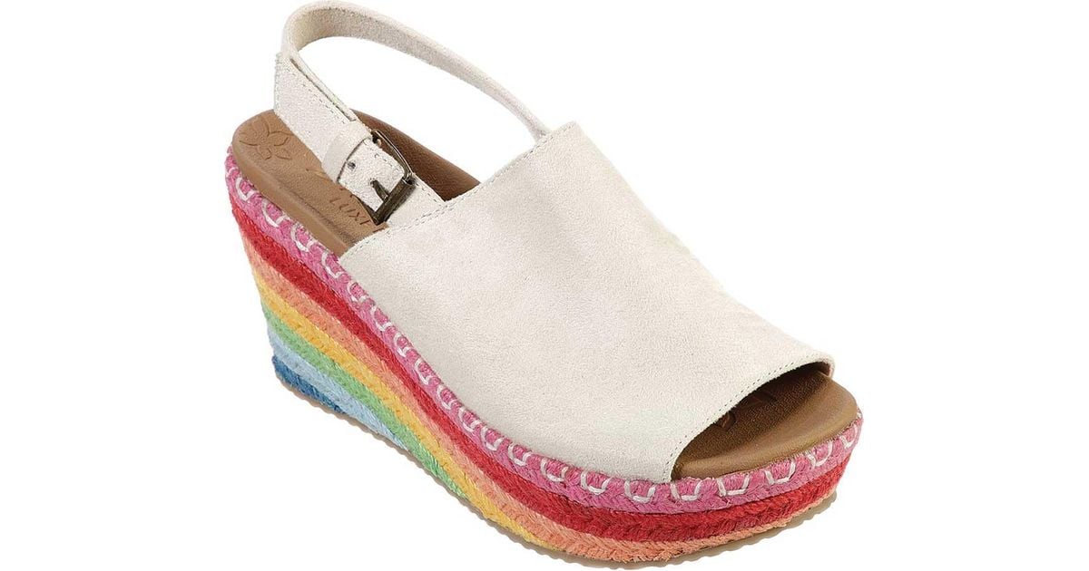Skechers Suede Brit-rainbow Jute High-wedge Sling Back Slide Sandal in Natural - Save 40% - Lyst
