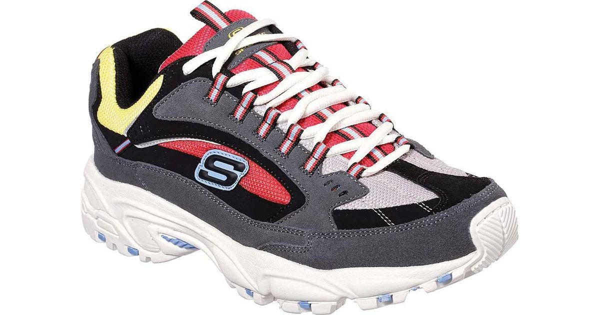 Skechers Leather Stamina Cutback Training Shoe in Charcoal/Red (Red) for