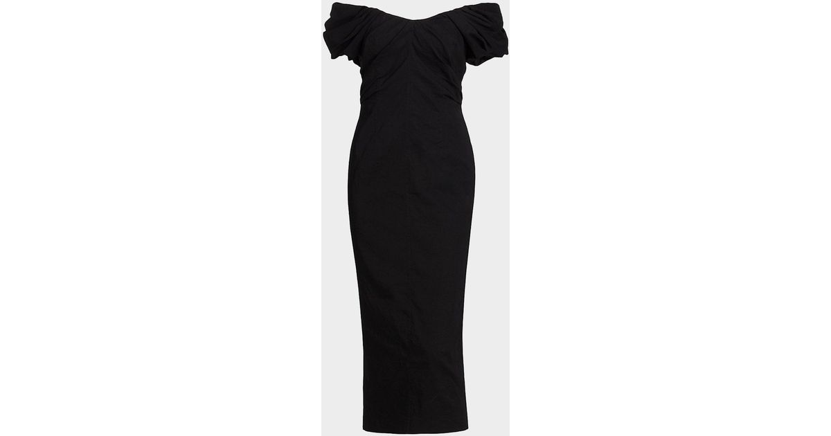 A.L.C. Nora Linen Midi Dress In Black | Lyst