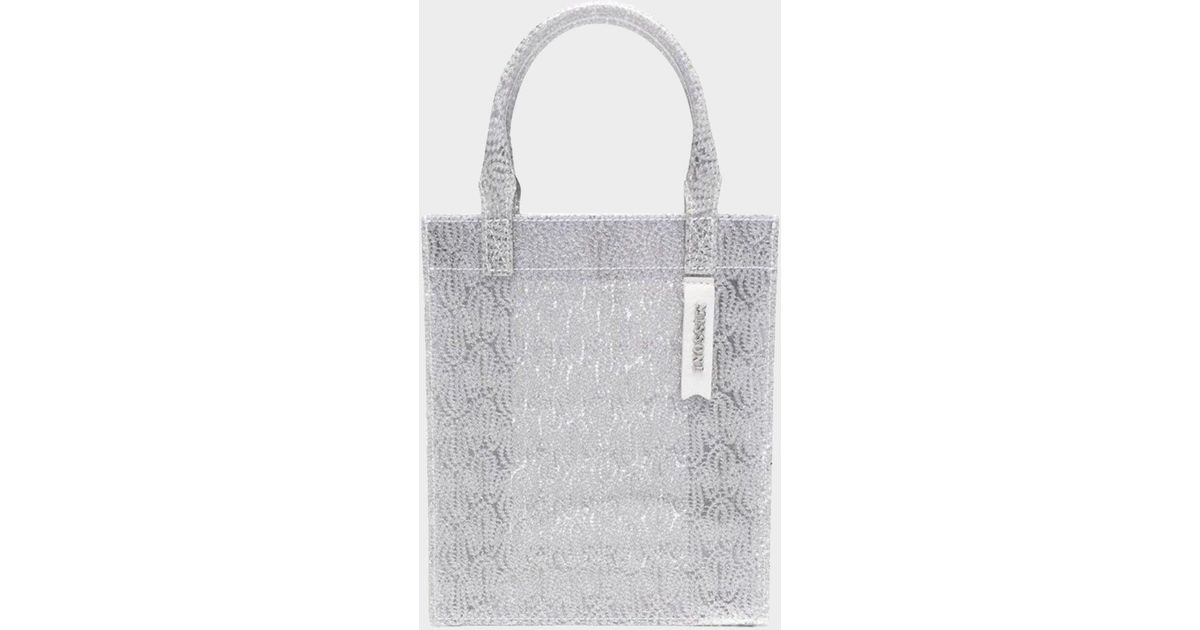 Missoni Lame-effect Mini Tote Bag In Silver in White | Lyst