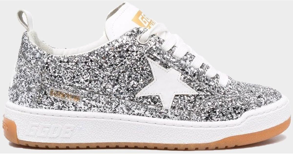 Golden Goose Yeah Silver Glitter Leather Sneaker in Metallic Lyst