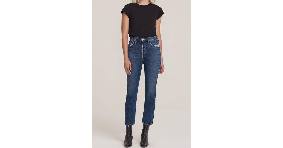 Agolde Riley High Rise Straight Crop Jean in Blue Lyst