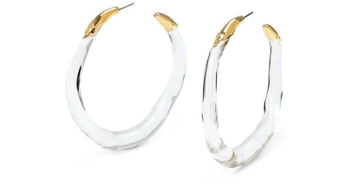 Alexis Bittar Large Lucite Molten Clear Hoop Earrings in White | Lyst
