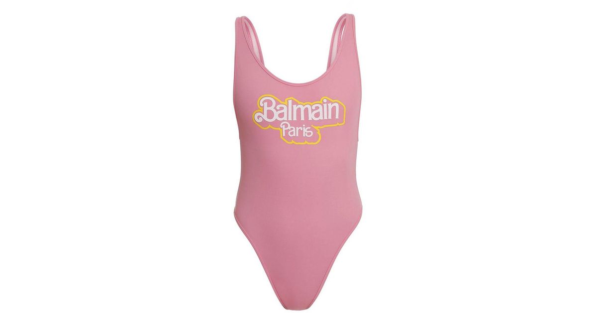 Balmain Velvet X Barbie One Piece Swimsuit in Pink - Lyst