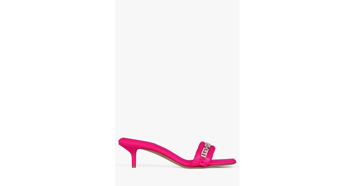 Givenchy Leather G Woven Kitten Heel Sandal in Neon Pink (Pink) | Lyst