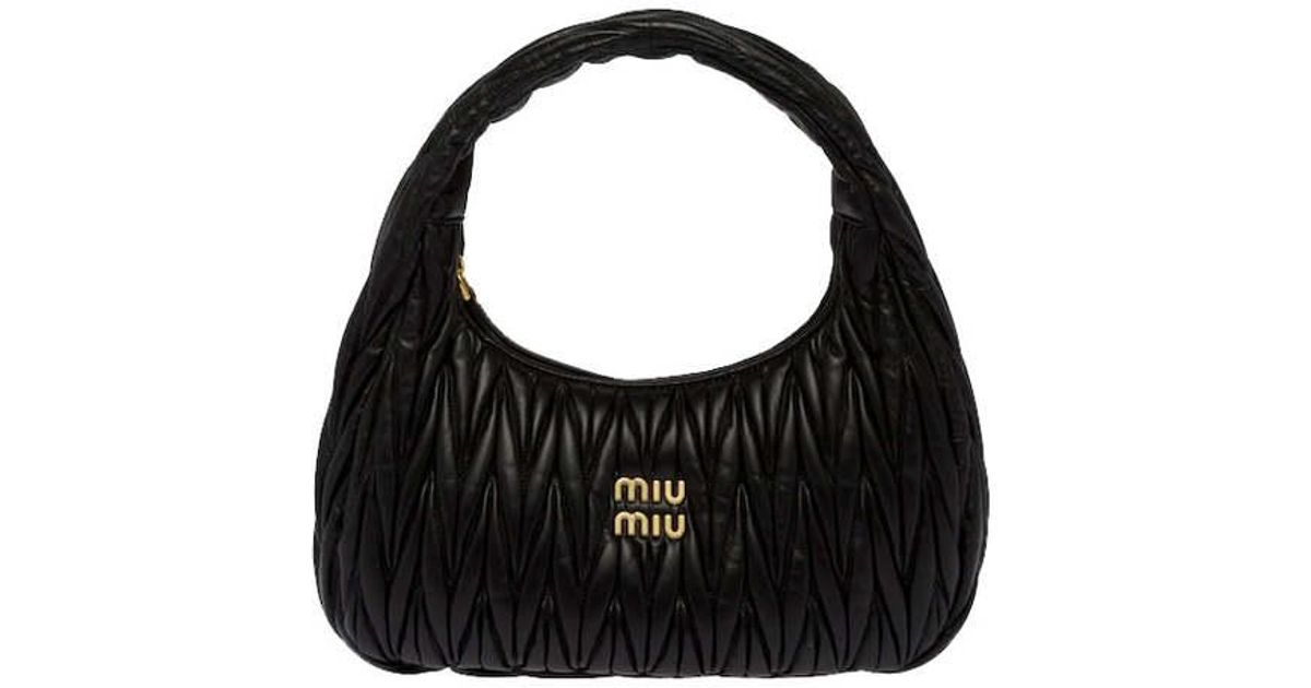 Miu Miu Wander Matelassé Nappa Leather Bag in Black | Lyst