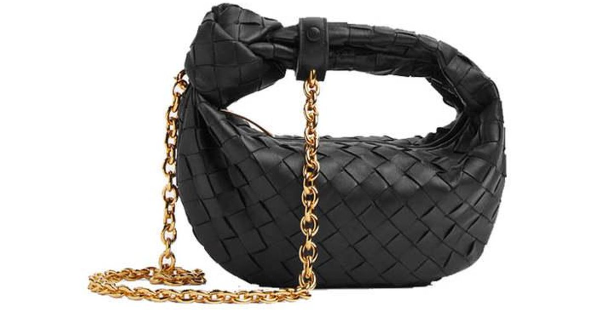 Bottega Veneta Mini Jodie Intrecciato Bag With Chain in Black | Lyst