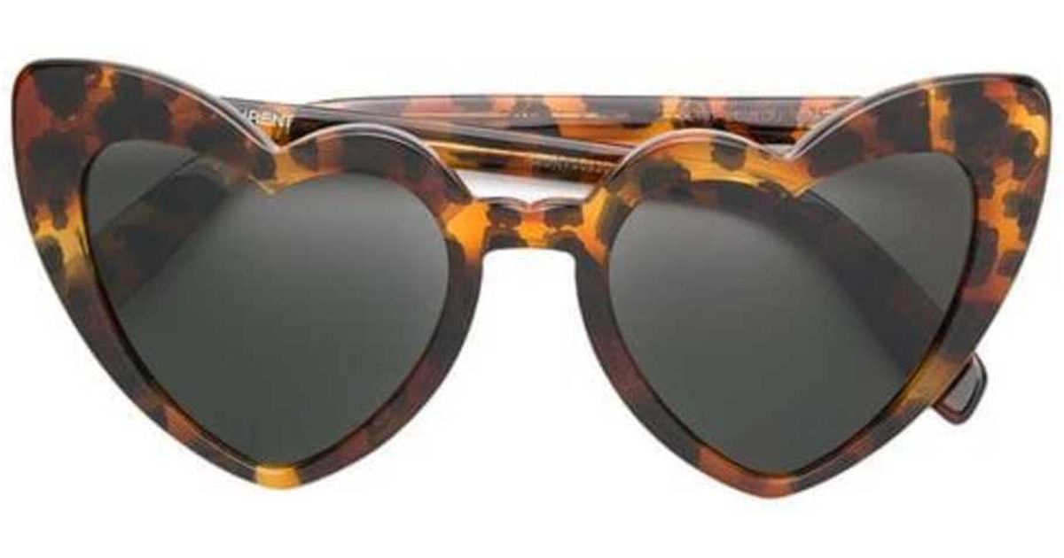 Saint Laurent Lou Lou Heart-shaped Sunglasses in Brown - Lyst