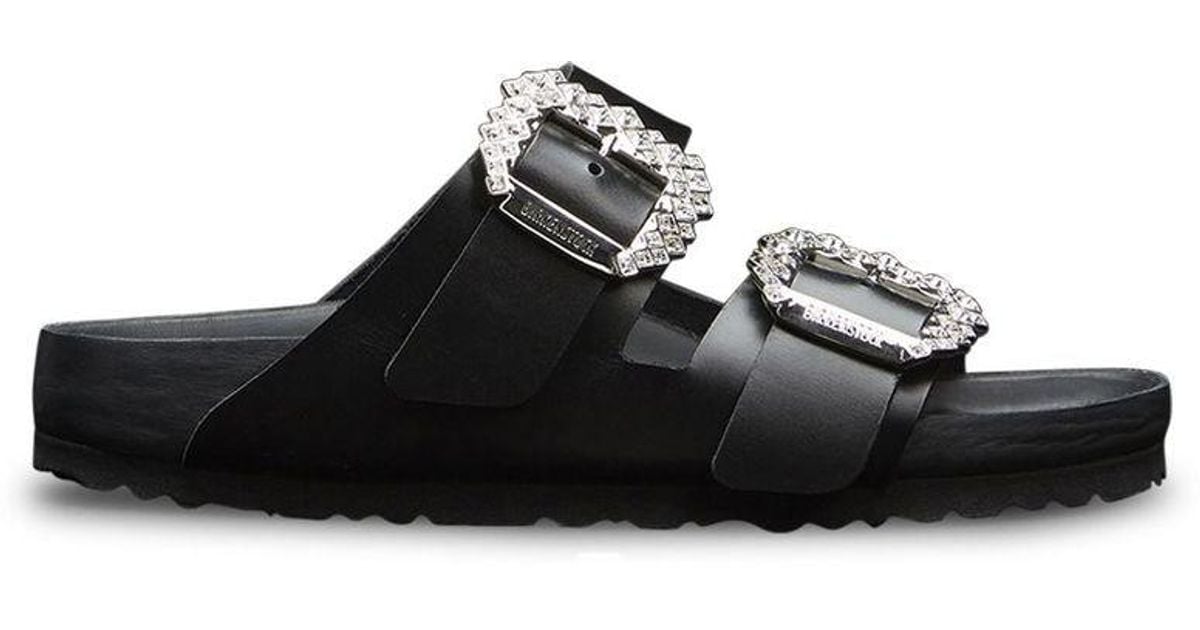 Birkenstock Leather X Manolo Blahnik Slide Sandal in Black | Lyst