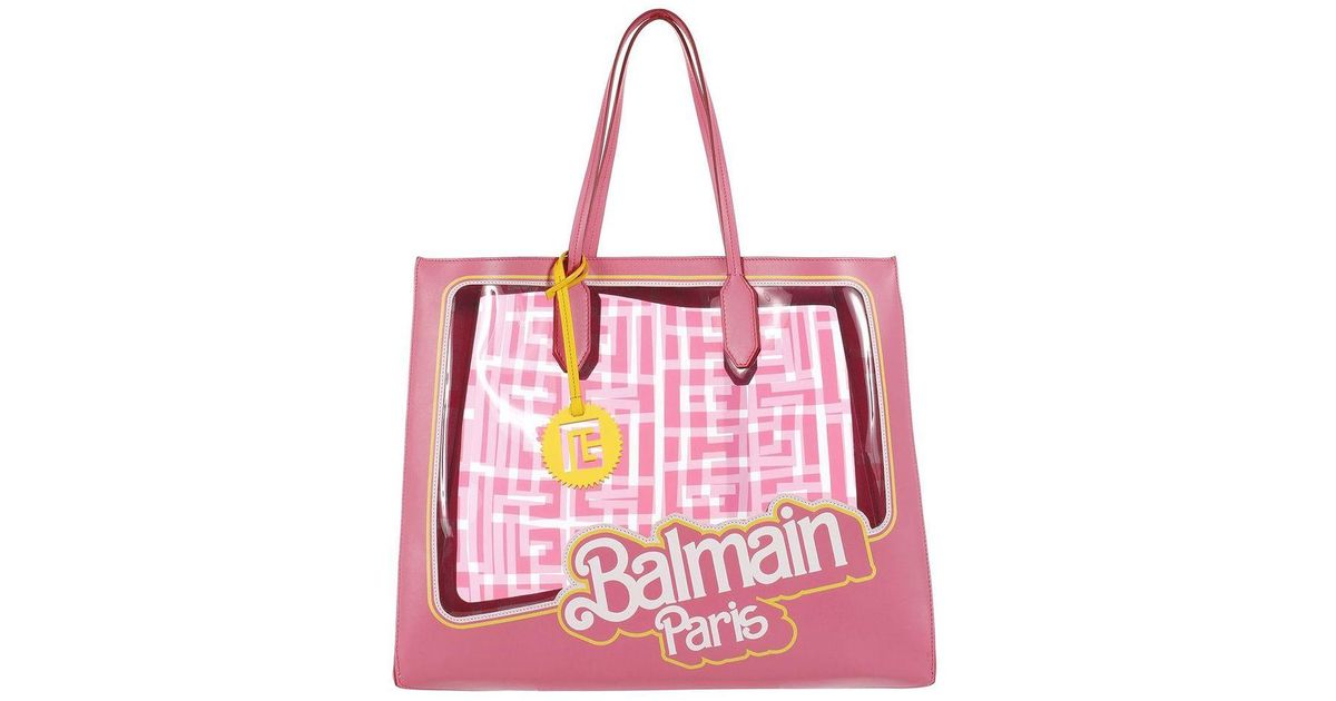 Balmain Leather X Barbie Medium Folded Shopping Bag in Pink Lyst