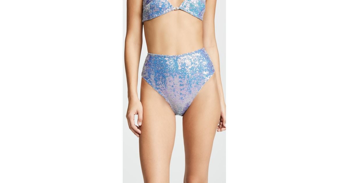 For Love & Lemons Cosmo Sequin High Waist Panties in Blue