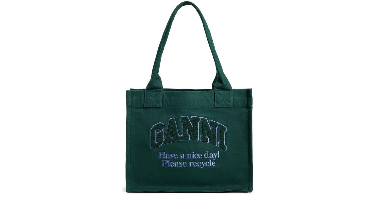 Ganni Large Easy Shopper Tote in Green | Lyst