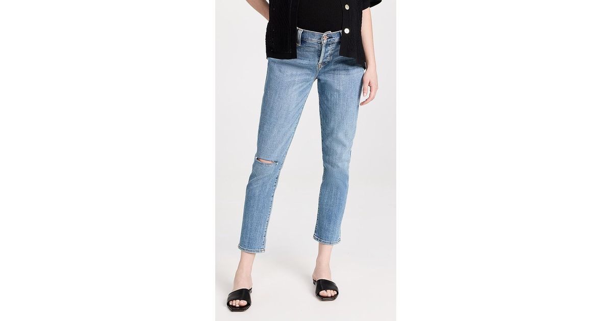 7 For All Mankind Maternity Josefina Jeans With One Knee Hole in Blue ...