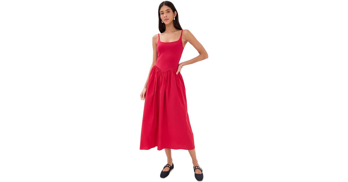 Le Bos Alix Mixed Fabric Tank Dress in Red | Lyst