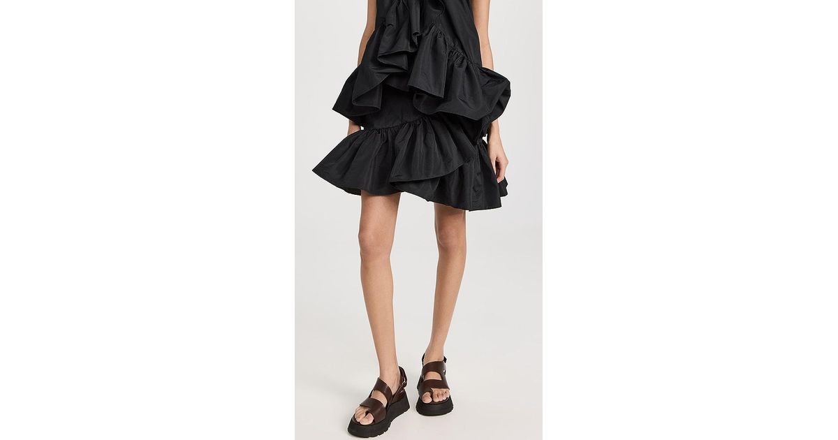 MSGM Ruffle Wrap Skirt in Black | Lyst
