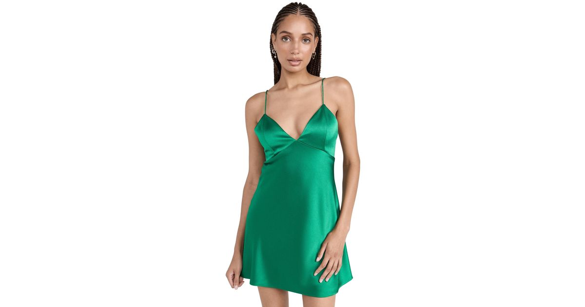 Alice + Olivia Julietta Mini Slip Dress in Emerald