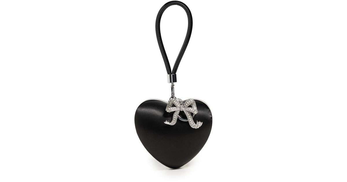 Self-Portrait Satin Top Handle Heart Clutch in Black | Lyst