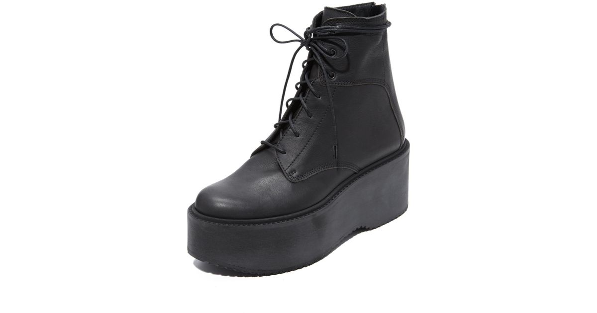 platform combat boots black