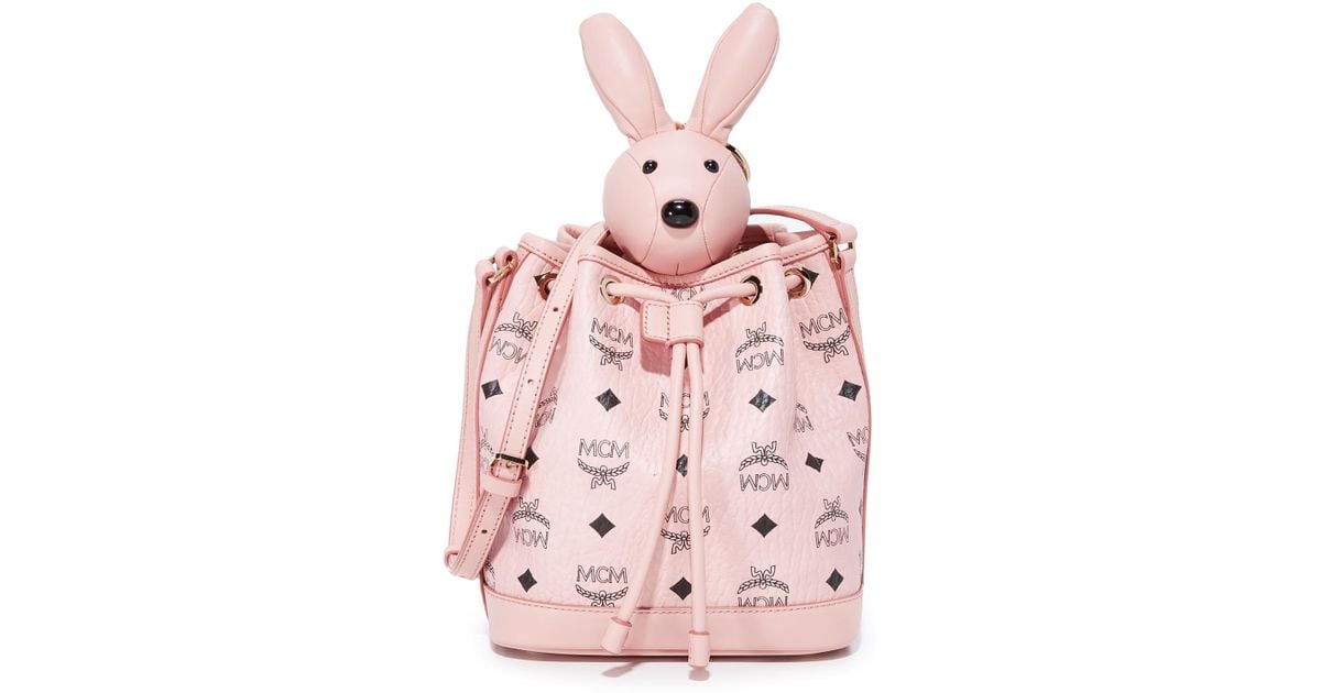 MCM Rabbit Drawstring Bag in Pink | Lyst