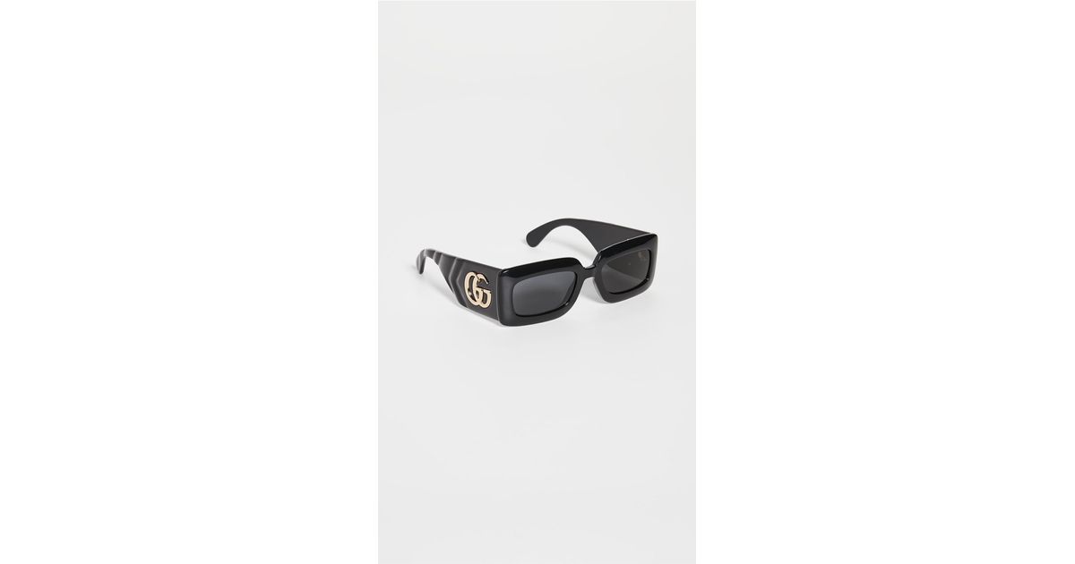 Gucci Matelasse 90s Rectangular Sunglasses in Black Lyst