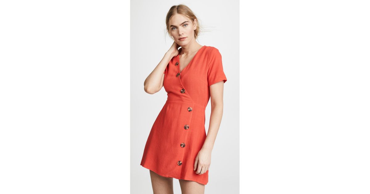 red button front dress